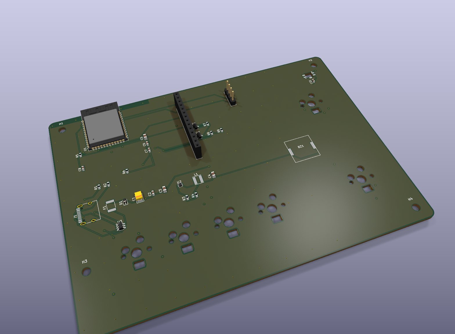 The affiliate panel PCB, rendered from the board files